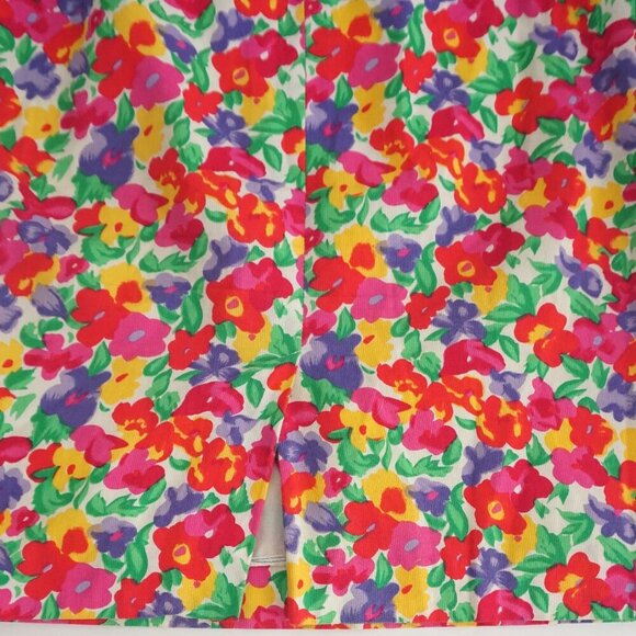 Vintage Braemar By Jeremy Scott Red Pink Floral Midi Pencil Skirt Size 8 - Picture 9 of 9